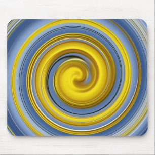 Gelbe und blaue Spirale Mousepad