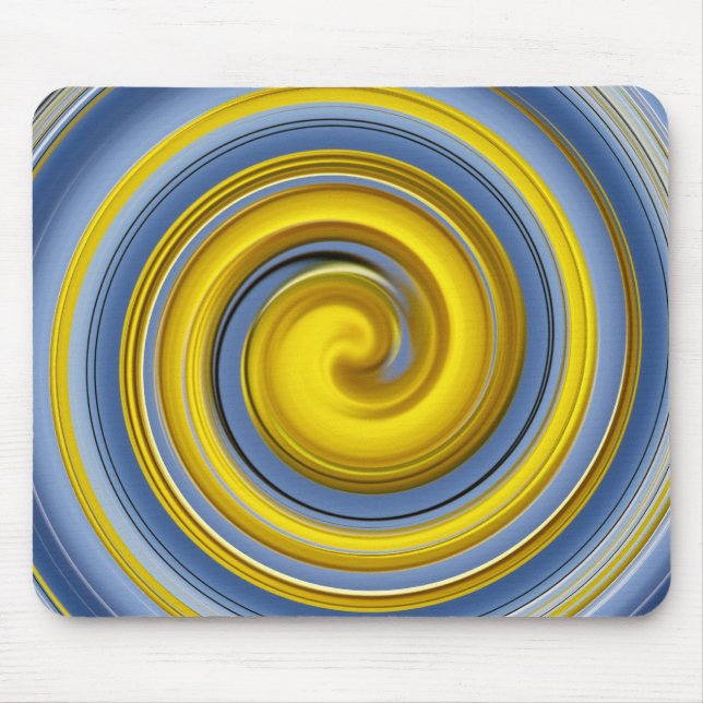 Gelbe und blaue Spirale Mousepad (Vorne)