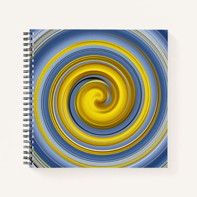 Gelbe und blaue Spirale Notizbuch (Vorderseite)