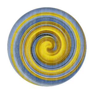 Gelbe und blaue Spirale Schneidebrett