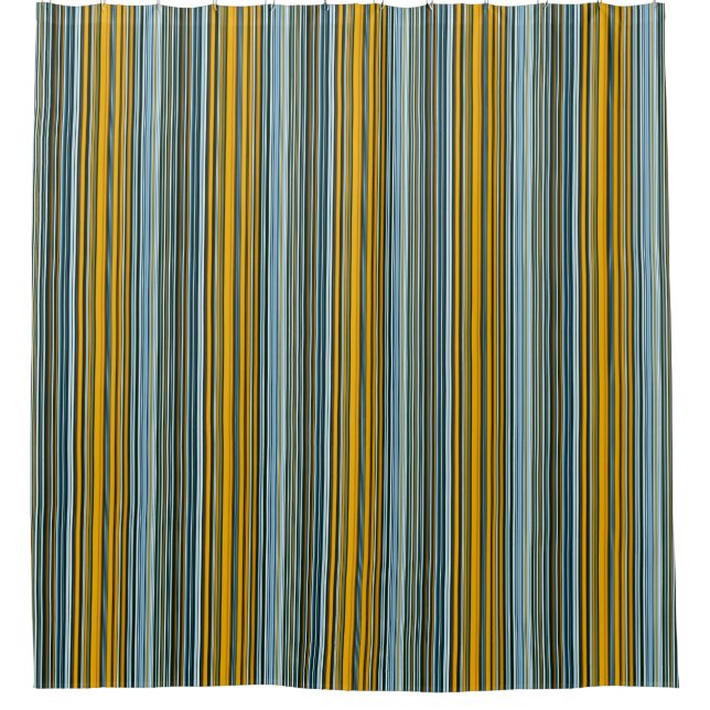 Gelbe und blaue Streifen Duschvorhang (Vorderseite)