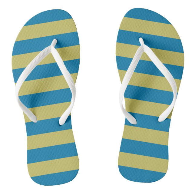 Gelbe und blaue Streifen Flip Flops (Fußbett)
