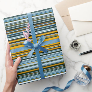Gelbe und blaue Streifen Geschenkpapier