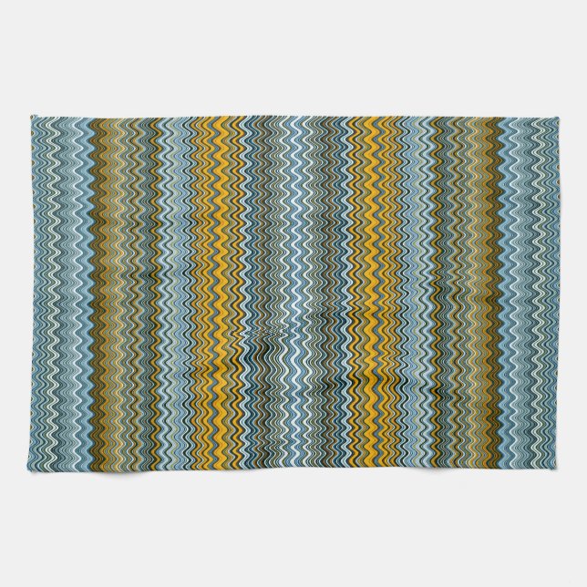 Gelbe und blaue Streifen Geschirrtuch (Horizontal)