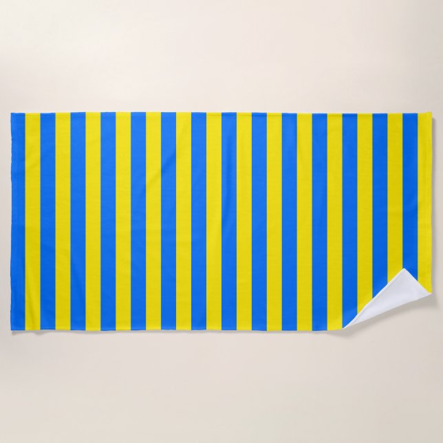 Gelbe und blaue Streifen Strandtuch (Vorderseite)