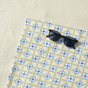 Gelbe und blaue Tile Strandtuch