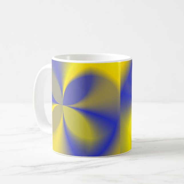 Gelbe und blaue Vier Blätter Kaffeetasse (Vorderseite Links)