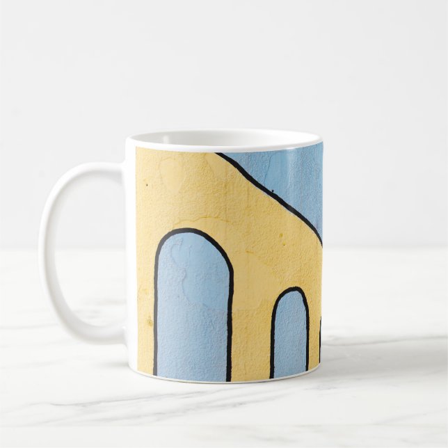 Gelbe und blaue Wanddekor Kaffeetasse (Links)