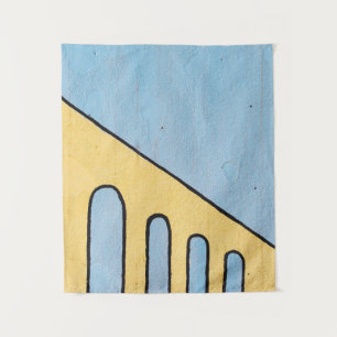 Gelbe und blaue Wanddekor Wandteppich