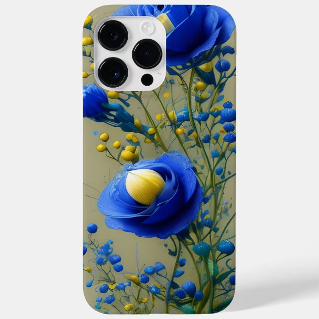 GELBE UND BLAUE WATERCOLOR-BLUME Case-Mate iPhone HÜLLE (Rückseite)