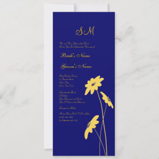 Gelbe und blaue Wildblumen zum Hochzeitsempfang Einladung