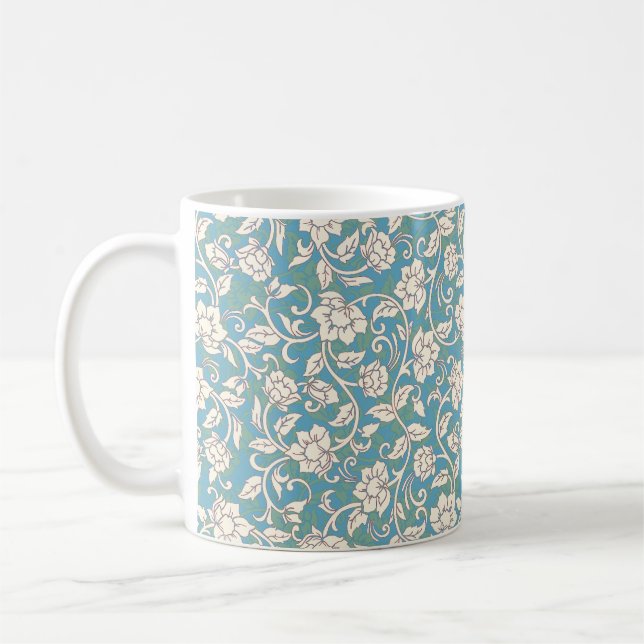 Gelbe und blaue wirbelnde Blume Kaffeetasse (Links)