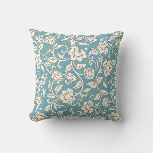 Gelbe und blaue wirbelnde Blume Kissen