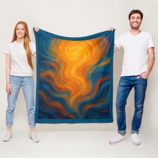 gelbe und blaue Wirbelsonne Energie abstrakt Fleecedecke
