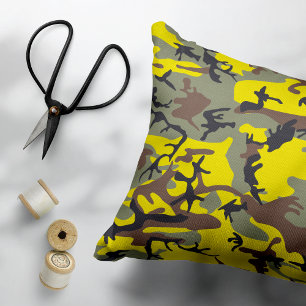 Gelbe und braune Camouflage, Militär, Armee Dekokissen