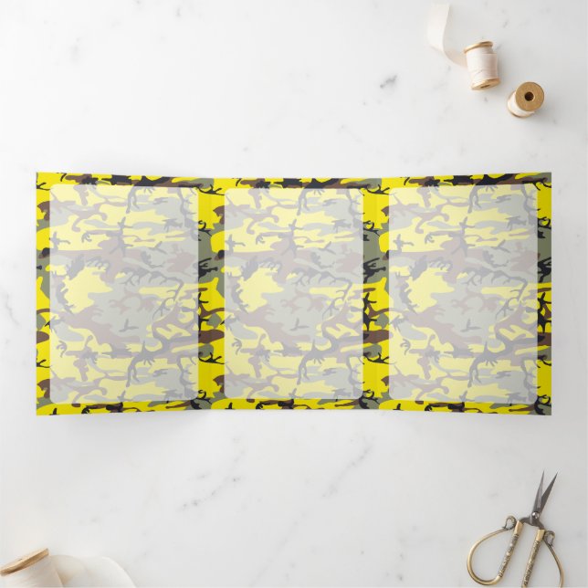 Gelbe und braune Camouflage, Militär, Armee Dreifach Gefaltete Karte (Innenseite)