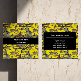 Gelbe und braune Camouflage, Militär, Armee Quadratische Visitenkarte
