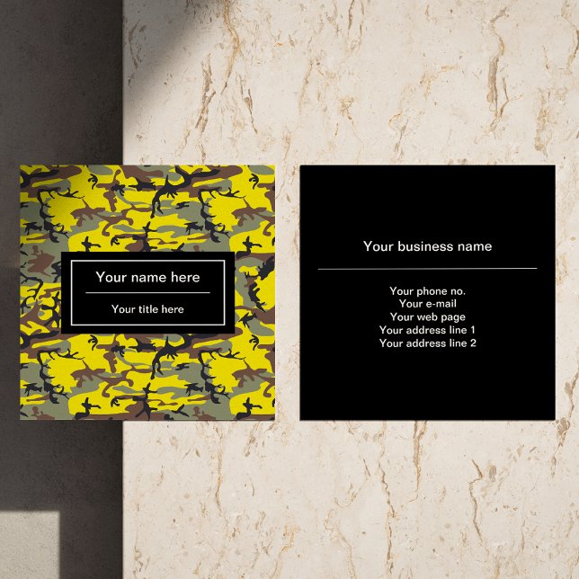 Gelbe und braune Camouflage, Militär, Armee Quadratische Visitenkarte (Von Creator hochgeladen)