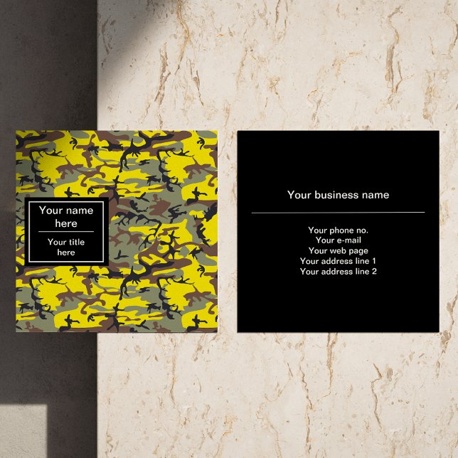 Gelbe und braune Camouflage, Militär, Armee Quadratische Visitenkarte (Von Creator hochgeladen)