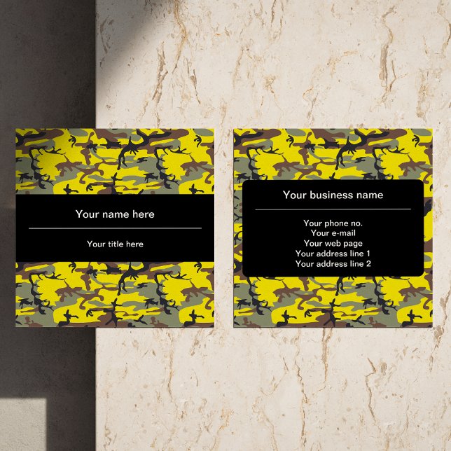 Gelbe und braune Camouflage, Militär, Armee Quadratische Visitenkarte (Von Creator hochgeladen)
