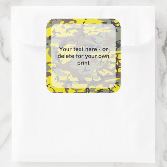 Gelbe und braune Camouflage, Militär, Armee Quadratischer Aufkleber (Tasche)