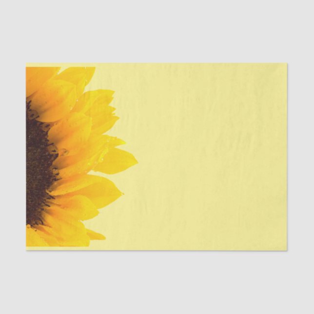 Gelbe und braune Sonnenblumen auf hellgelben Seidenpapier (Vorderseite)