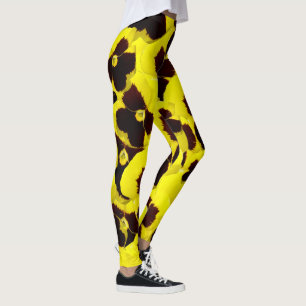 Gelbe und braune Stiefmütterchen: Warme Eleganz im Leggings