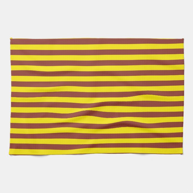Gelbe und braune Streifen Geschirrtuch (Horizontal)