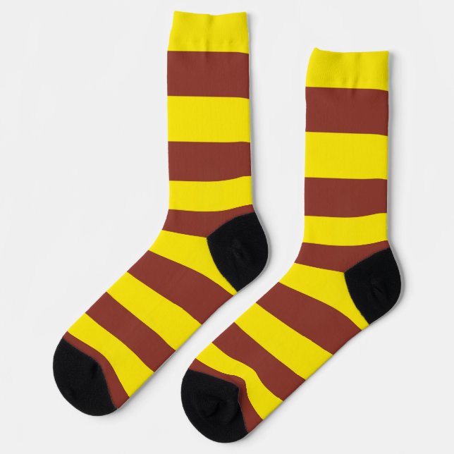 Gelbe und braune Streifen Socken (Linkes Detail)