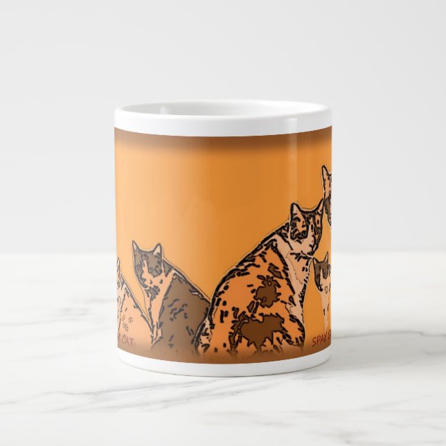 Gelbe und braune Tabbykatzen Jumbo-Tasse (Vorderseite)
