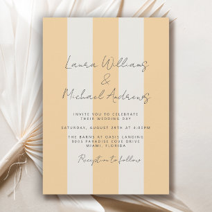 Gelbe und cremefarbene Cabana-Streifen-Hochzeit Einladung
