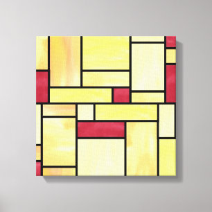 Gelbe und des Rot-befleckten Glas-(12x12) Leinwand