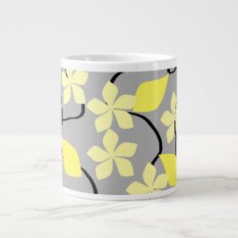 Gelbe und graue Blume. Blumenmuster Jumbo-Tasse