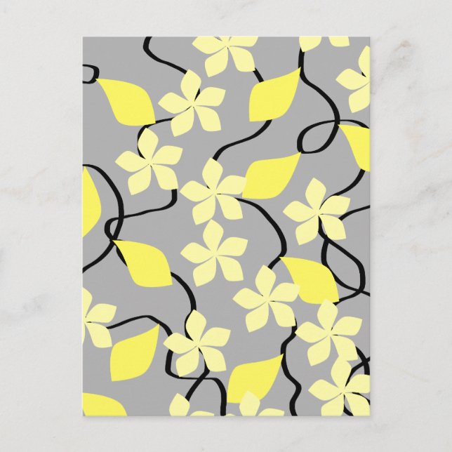 Gelbe und graue Blume. Blumenmuster Postkarte (Vorderseite)