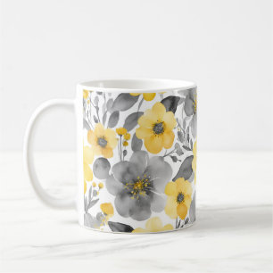 Gelbe und graue Blume in Aquarellfarben Kaffeetasse