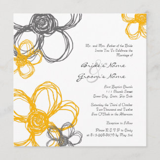 Gelbe und graue Blume zum Hochzeitsempfang Einladung