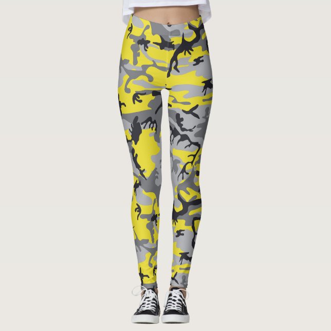Gelbe und graue Camouflage, Militär, Armee Leggings (Vorderseite)