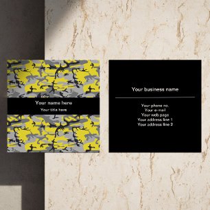 Gelbe und graue Camouflage, Militär, Armee Quadratische Visitenkarte