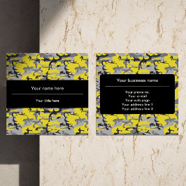 Gelbe und graue Camouflage, Militär, Armee Quadratische Visitenkarte