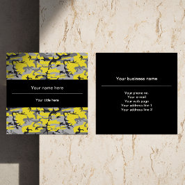 Gelbe und graue Camouflage, Militär, Armee Quadratische Visitenkarte