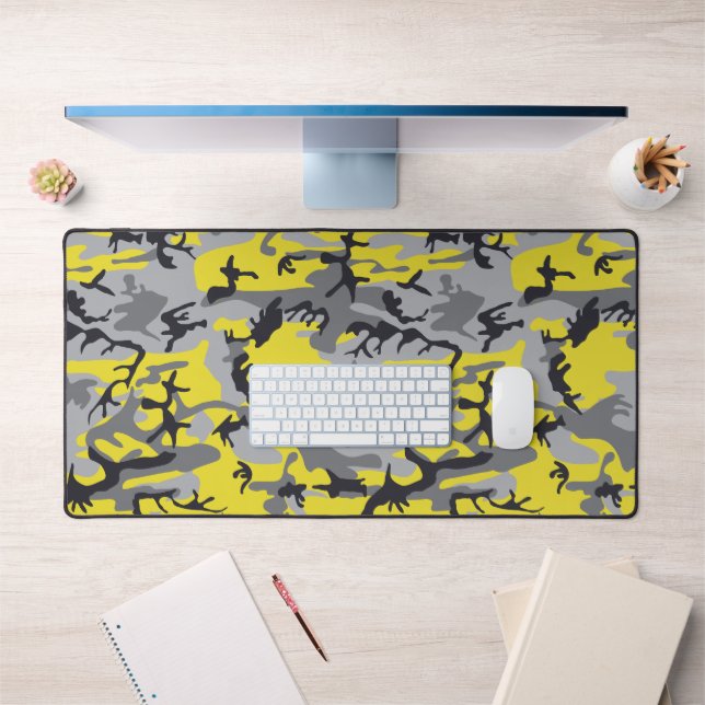 Gelbe und graue Camouflage, Militär, Armee Schreibtischunterlage (Büro 1)