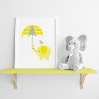 Gelbe und graue Elefanten und Vogel-Kinderzimmer