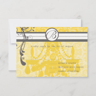Gelbe und graue funky Wirbel Wedding RSVP Karte