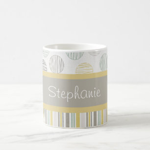 Gelbe und graue Kreise Personalisierte Kaffee-Tass Tasse