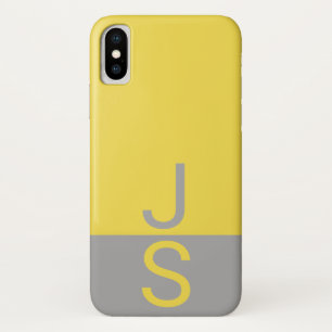 Gelbe und graue moderne Anfangsbuchstaben-Monogram Case-Mate iPhone Hülle
