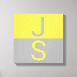 Gelbe und graue moderne Anfangsbuchstaben-Monogram Leinwanddruck