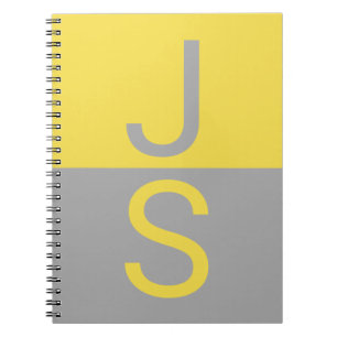 Gelbe und graue moderne Anfangsbuchstaben-Monogram Notizblock