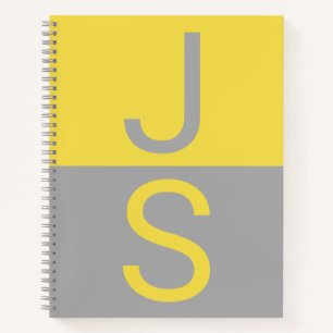 Gelbe und graue moderne Anfangsbuchstaben-Monogram Notizbuch