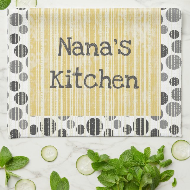 Gelbe und graue moderne Polka-Punkte Geschirrtuch (Gefaltet)