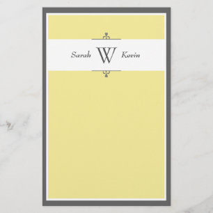 Gelbe und graue Monogramm Briefpapier